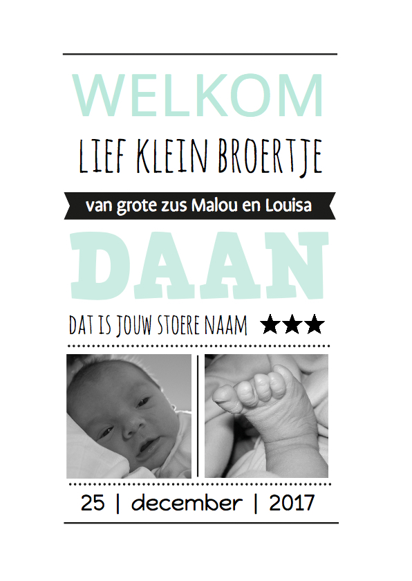 Geboortekaartje Broertje welkom - Geboortekaartjes Geboortekaartjes - Geboortekaartje Broertje welkom