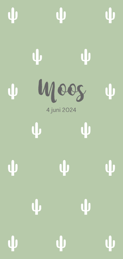 Geboortekaartje cactus groen langwerpig - Geboortekaartjes Geboortekaartjes - Geboortekaartje cactus groen langwerpig
