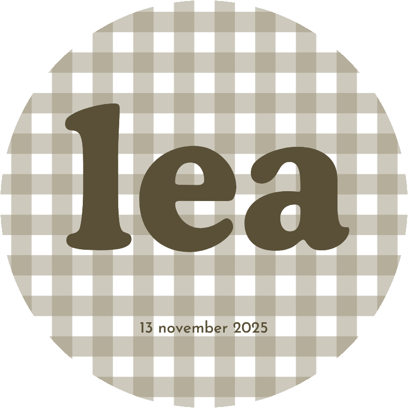 Geboortekaartjes - Geboortekaartje cirkel met groen ruitjespatroon