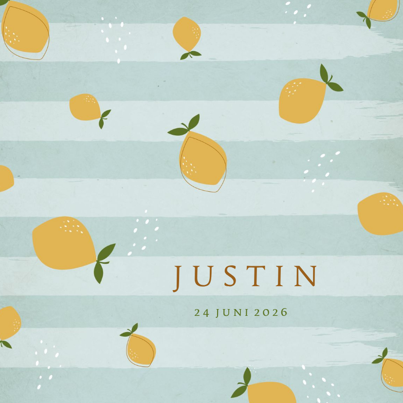 Geboortekaartje citroentjes blauw - Geboortekaartjes Geboortekaartjes - Geboortekaartje citroentjes blauw