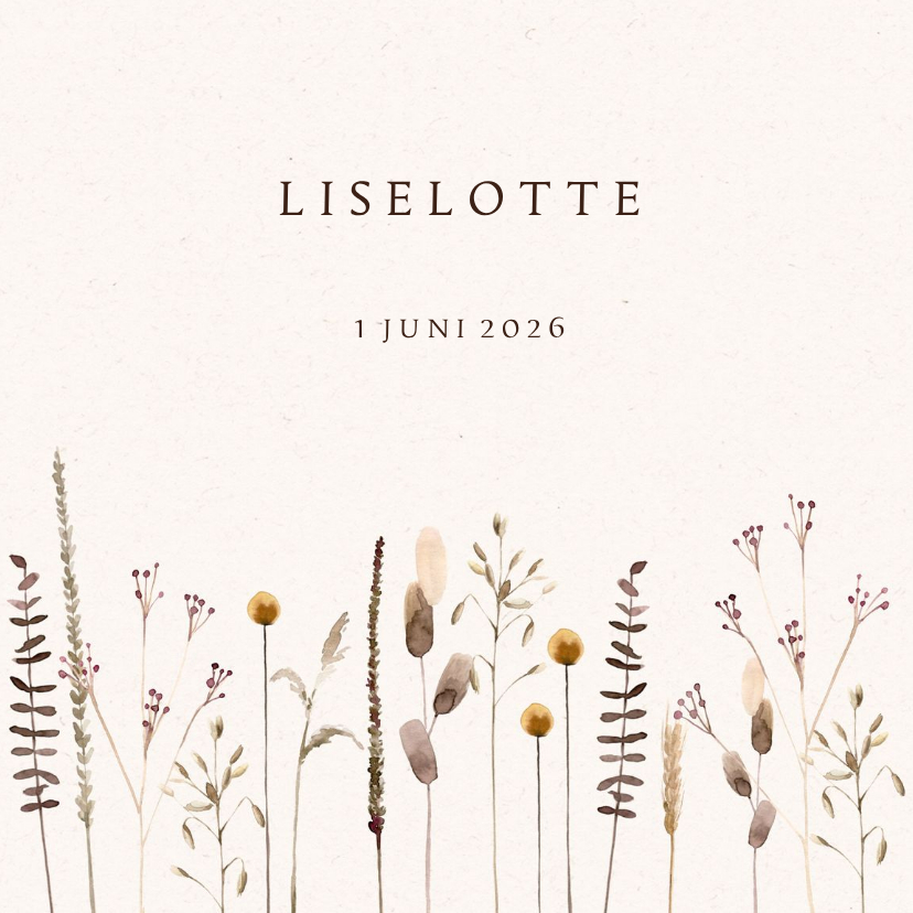 Geboortekaartjes - Geboortekaartje droogbloemen