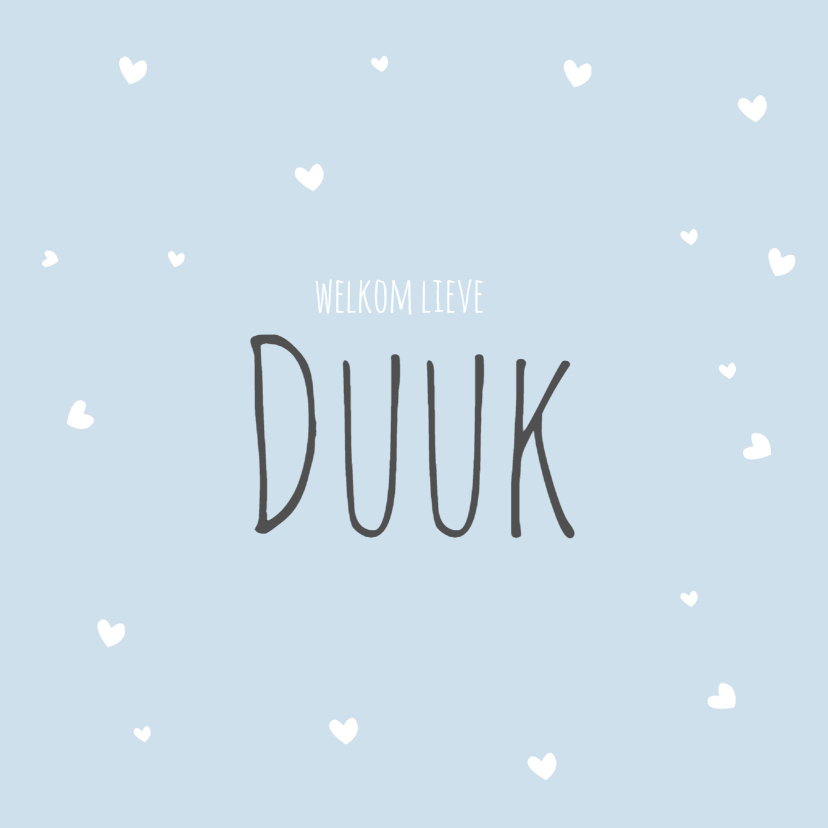 Geboortekaartje Duuk hartjes - Geboortekaartjes Geboortekaartjes - Geboortekaartje Duuk hartjes