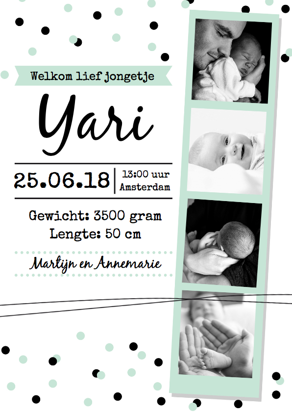 Geboortekaartje fotostrip jongen - Geboortekaartjes Geboortekaartjes - Geboortekaartje fotostrip jongen