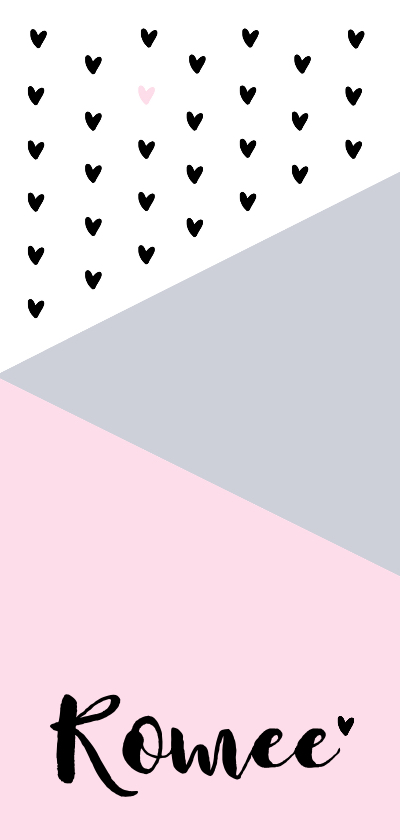 Geboortekaartje grafisch hartjes hip roze - Geboortekaartjes Geboortekaartjes - Geboortekaartje grafisch hartjes hip roze