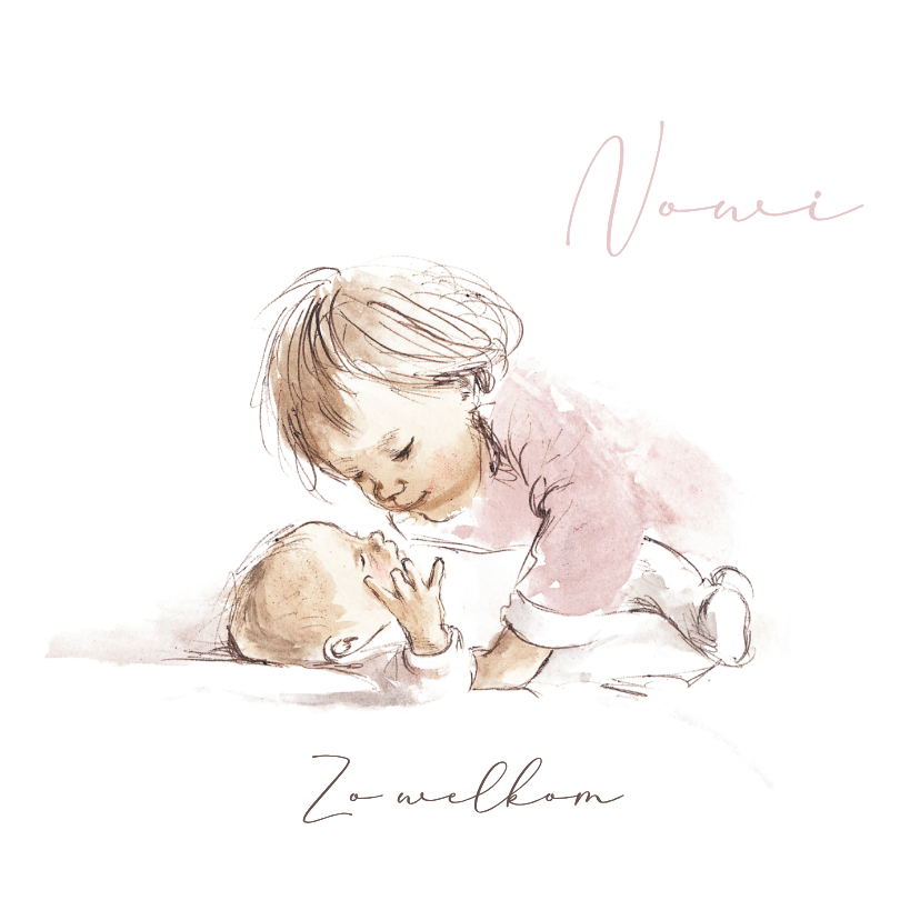 Geboortekaartje grote zus met baby - Geboortekaartjes Geboortekaartjes - Geboortekaartje grote zus met baby