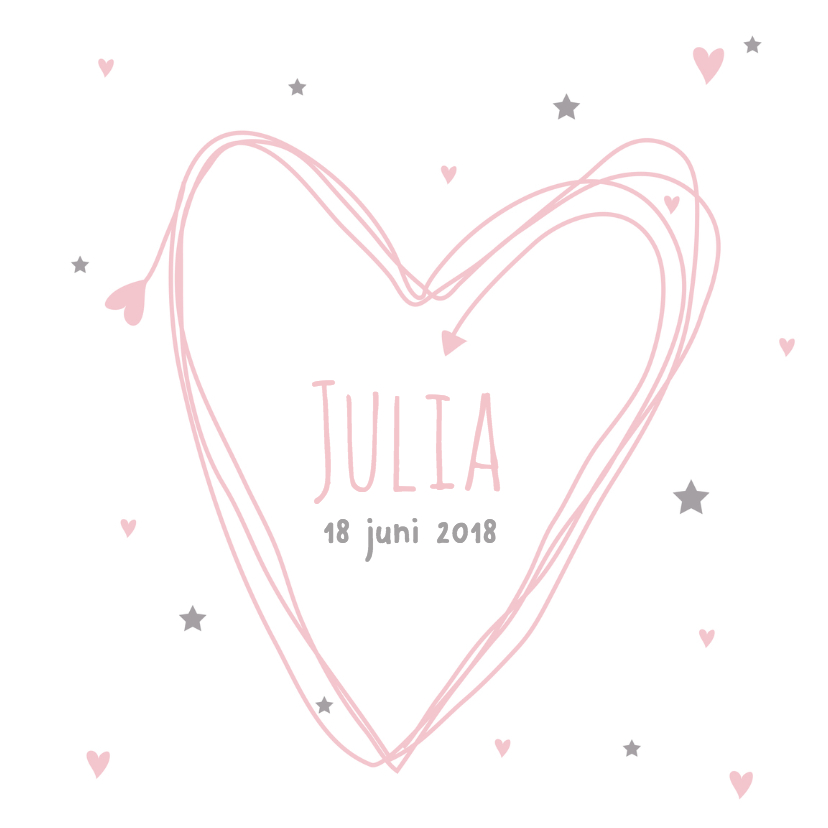 Geboortekaartje hart Julia - Geboortekaartjes Geboortekaartjes - Geboortekaartje hart Julia