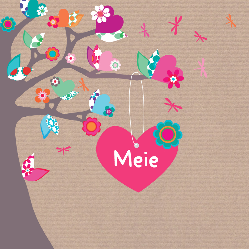 Geboortekaartje hartjesboom Meie - Geboortekaartjes Geboortekaartjes - Geboortekaartje hartjesboom Meie