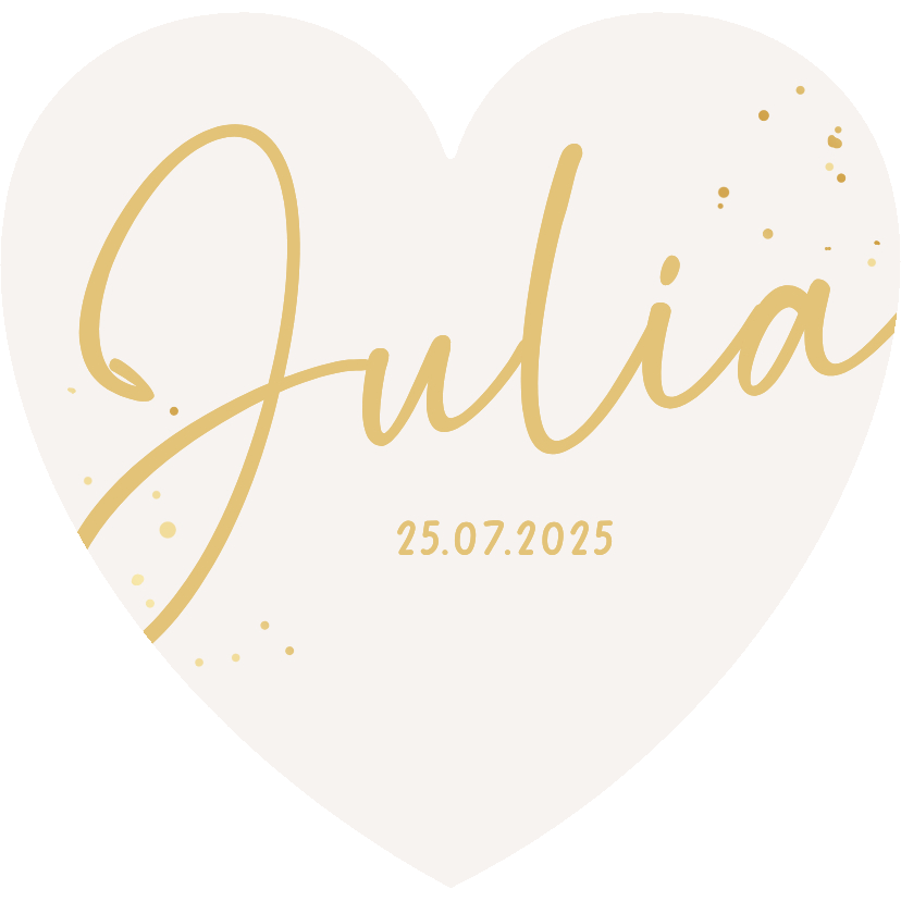 Geboortekaartjes - Geboortekaartje hartkaart beige goud spetters lief