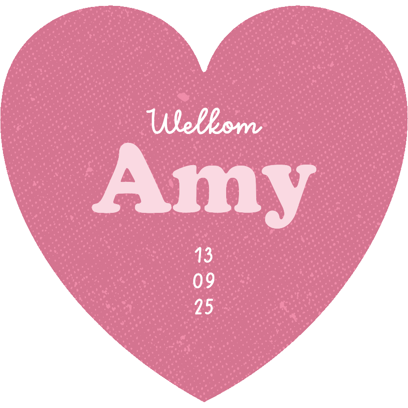 Geboortekaartje hartkaart stoer retro hartje liefde roze - Geboortekaartjes Geboortekaartjes - Geboortekaartje hartkaart stoer retro hartje liefde roze