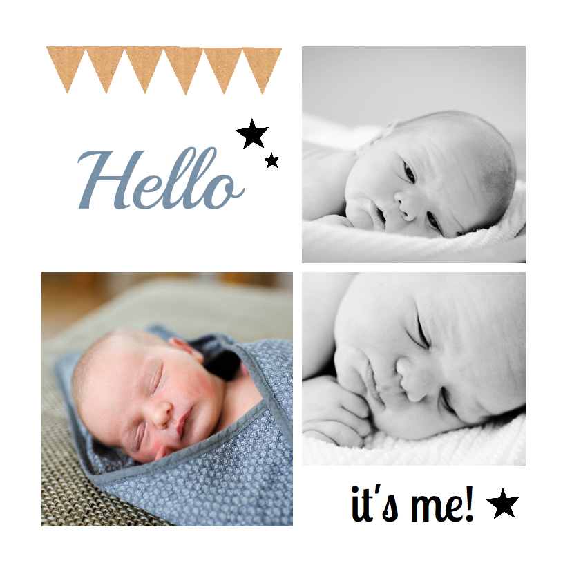 Geboortekaartje hip foto hello - Geboortekaartjes Geboortekaartjes - Geboortekaartje hip foto hello