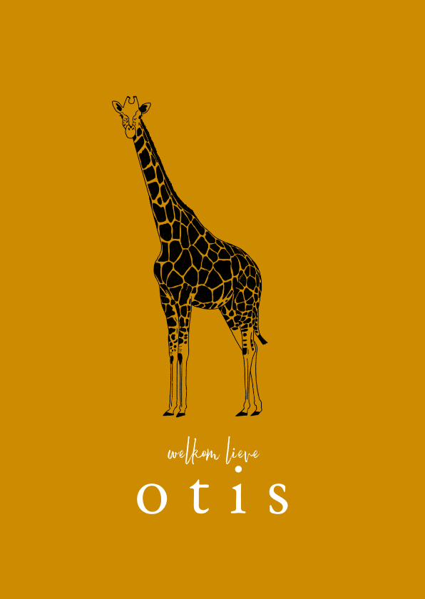 Geboortekaartjes - Geboortekaartje hip lijntekening giraf