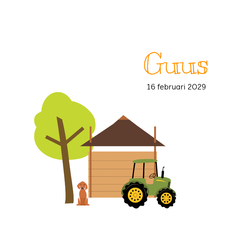 Geboortekaartje hooiberg met tractor - Geboortekaartjes Geboortekaartjes - Geboortekaartje hooiberg met tractor