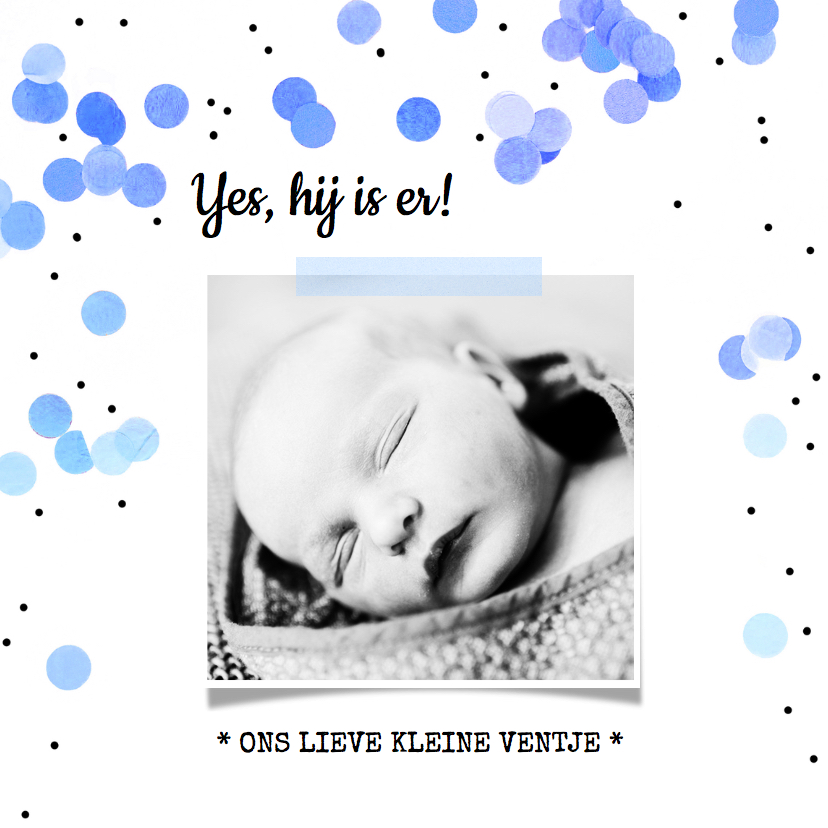 Geboortekaartje jongen confetti stipjes - Geboortekaartjes Geboortekaartjes - Geboortekaartje jongen confetti stipjes