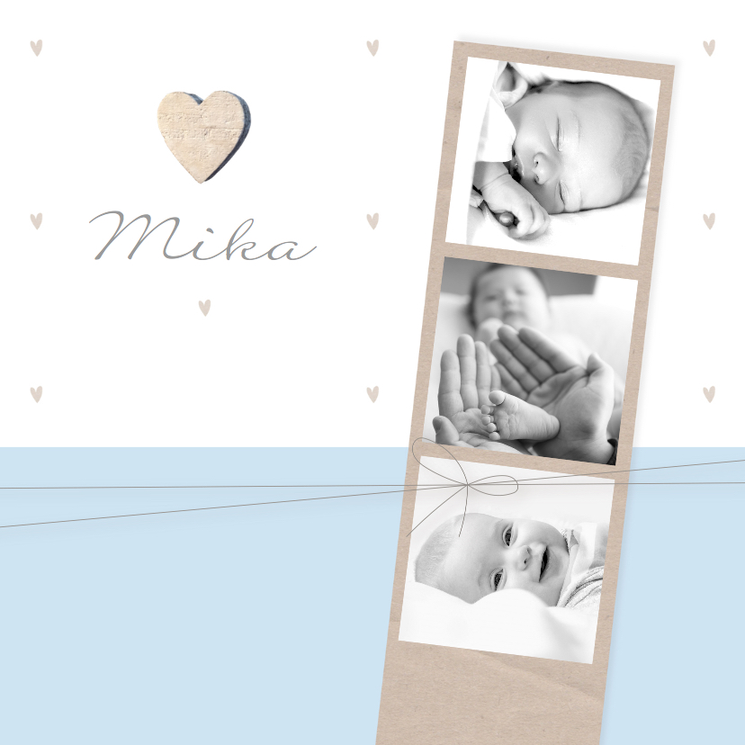Geboortekaartje jongen fotostrip - Geboortekaartjes Geboortekaartjes - Geboortekaartje jongen fotostrip