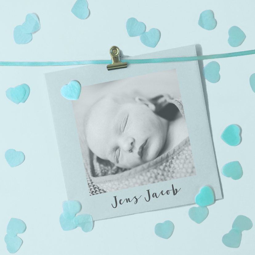 geboortekaartje jongen hartjes foto - Geboortekaartjes Geboortekaartjes - geboortekaartje jongen hartjes foto
