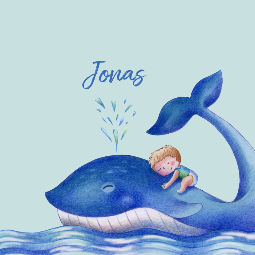 Geboortekaartjes - Geboortekaartje jongen met prachtige walvis