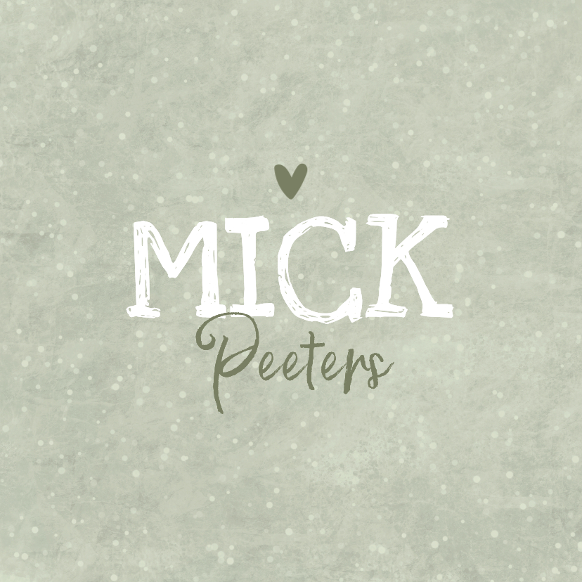 Geboortekaartjes - Geboortekaartje jongen neutraal groen textuur stoer