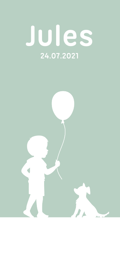 Geboortekaartjes - Geboortekaartje jongen simpel met silhouetjes