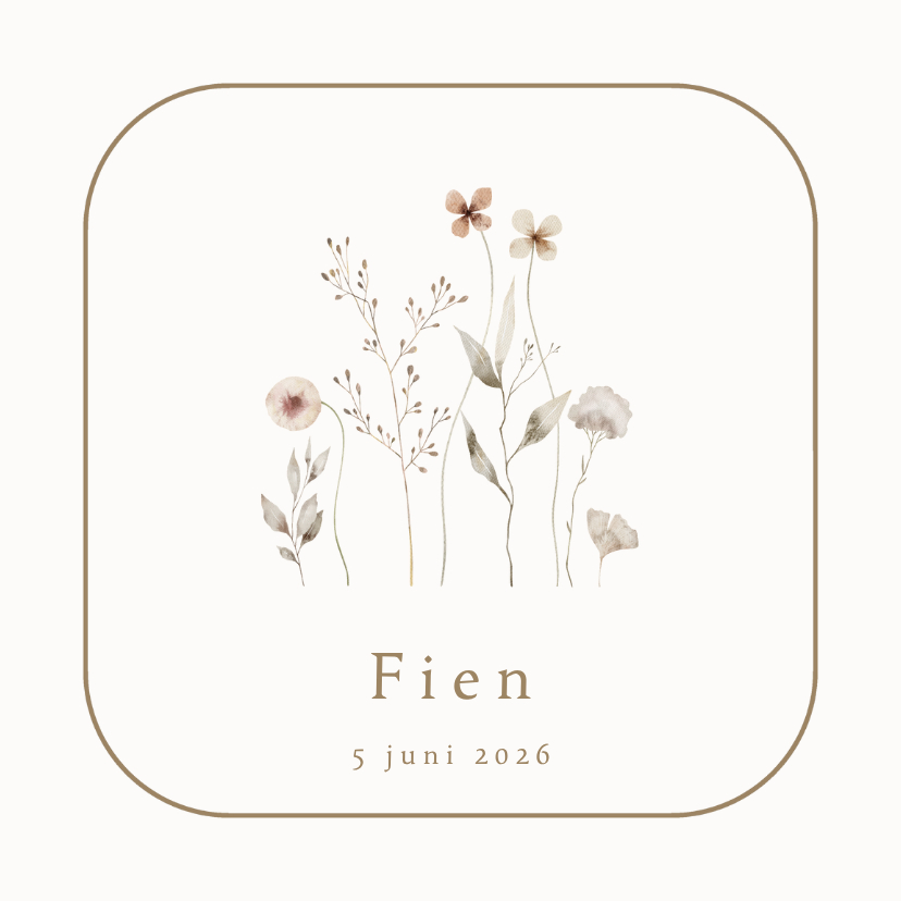 Geboortekaartje kader droogbloemen - Geboortekaartjes Geboortekaartjes - Geboortekaartje kader droogbloemen