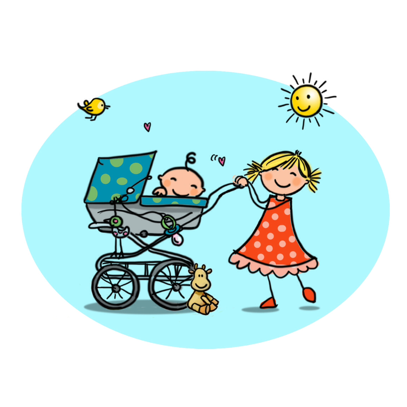 Geboortekaartje kinderwagen zusje - Geboortekaartjes Geboortekaartjes - Geboortekaartje kinderwagen zusje