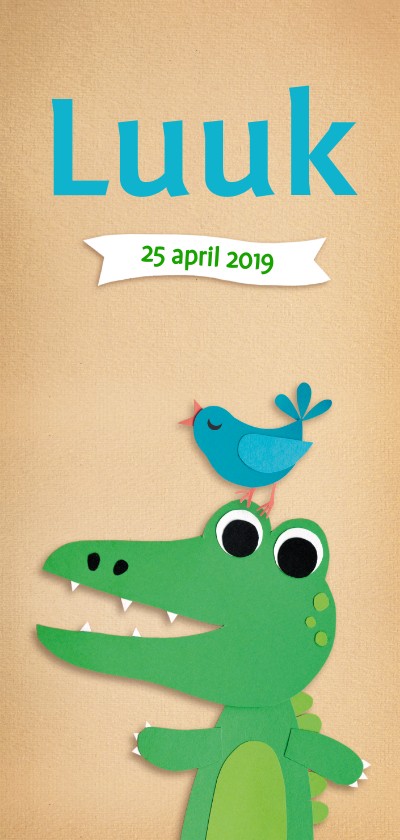Geboortekaartje krokodil - Geboortekaartjes Geboortekaartjes - Geboortekaartje krokodil