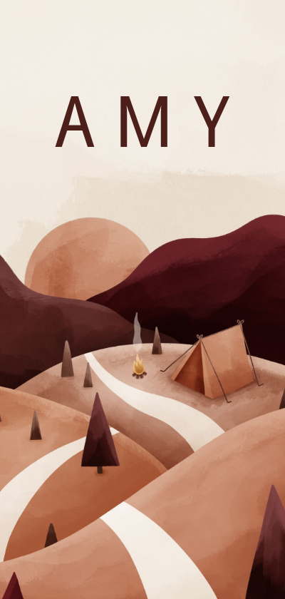 Geboortekaartje landschap met kampvuur en tentje - Geboortekaartjes Geboortekaartjes - Geboortekaartje landschap met kampvuur en tentje