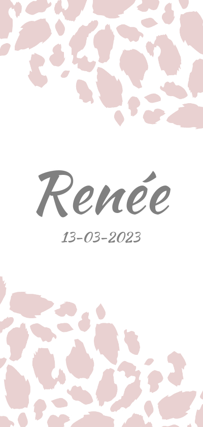 Geboortekaartje langwerpig panterprint roze - Geboortekaartjes Geboortekaartjes - Geboortekaartje langwerpig panterprint roze