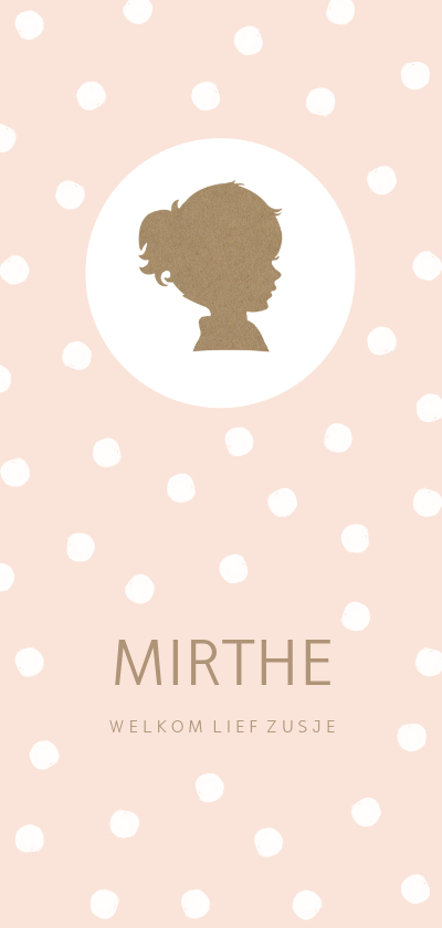 Geboortekaartje langwerpig silhouet meisje - Geboortekaartjes Geboortekaartjes - Geboortekaartje langwerpig silhouet meisje