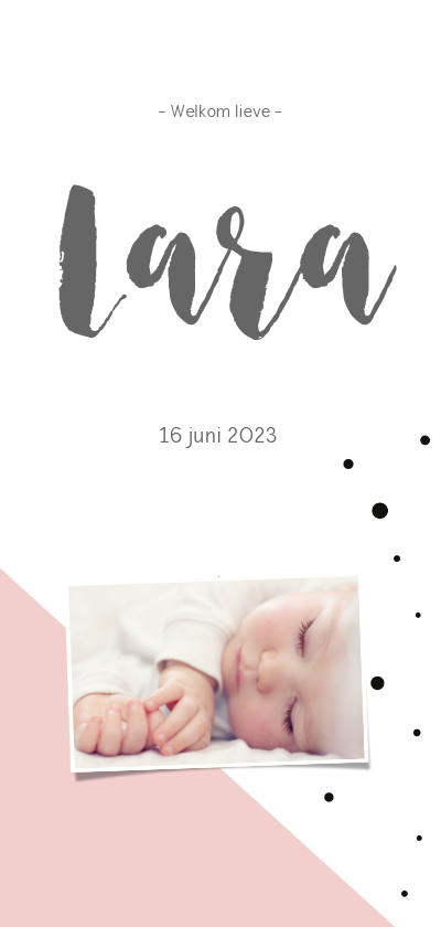 Geboortekaartjes - Geboortekaartje_Lara_stippen