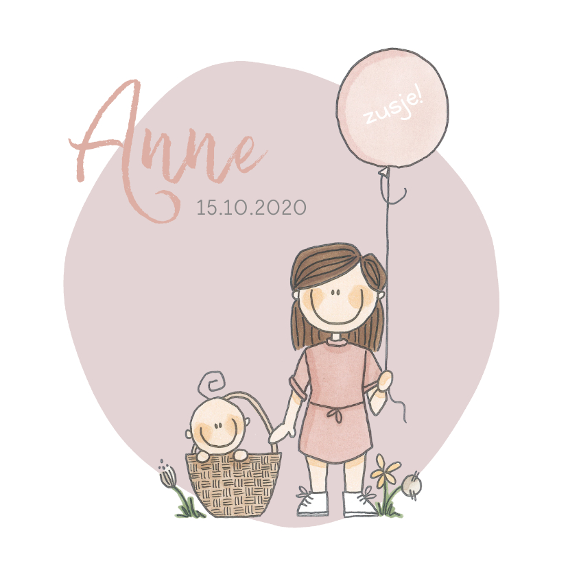Geboortekaartje lief en origineel zusje! - Geboortekaartjes Geboortekaartjes - Geboortekaartje lief en origineel zusje!