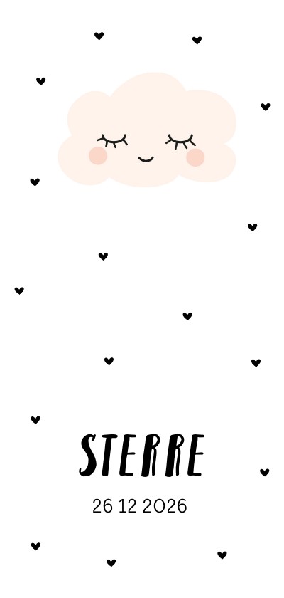 Geboortekaartje lief wolkje peach - Geboortekaartjes Geboortekaartjes - Geboortekaartje lief wolkje peach