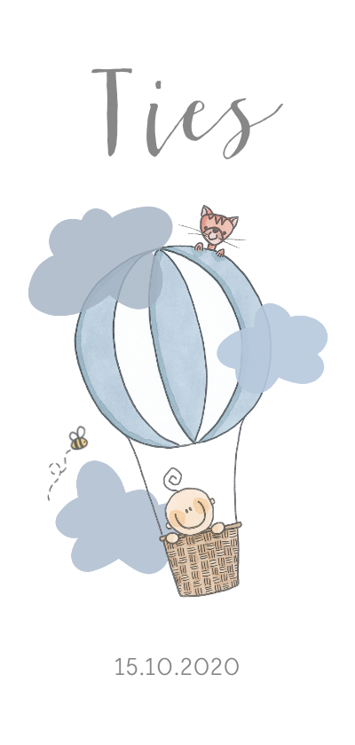 Geboortekaartjes - Geboortekaartje luchtballon jongen