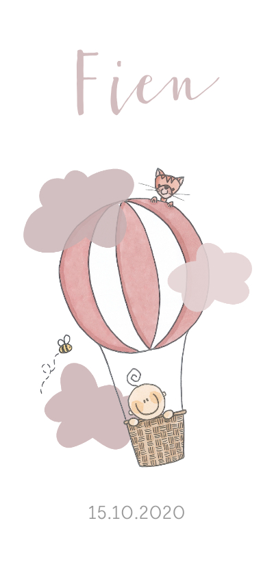 Geboortekaartje luchtballon meisje - Geboortekaartjes Geboortekaartjes - Geboortekaartje luchtballon meisje