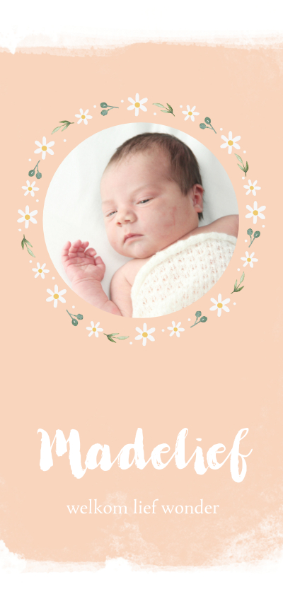 Geboortekaartje madelief met foto - Geboortekaartjes Geboortekaartjes - Geboortekaartje madelief met foto