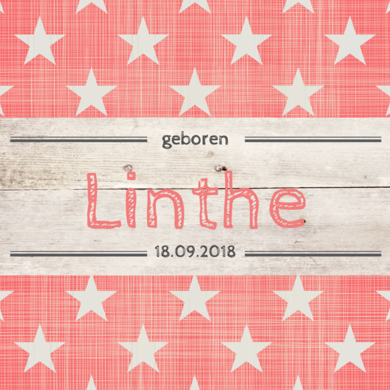 Geboortekaartje meisje Linthe - Geboortekaartjes Geboortekaartjes - Geboortekaartje meisje Linthe