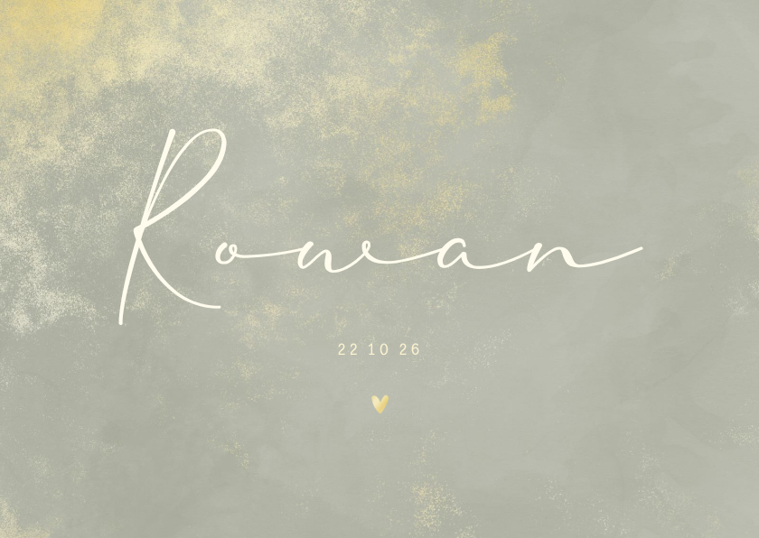 Geboortekaartje met gouden poeder en lichtgroene waterverf - Geboortekaartjes Geboortekaartjes - Geboortekaartje met gouden poeder en lichtgroene waterverf