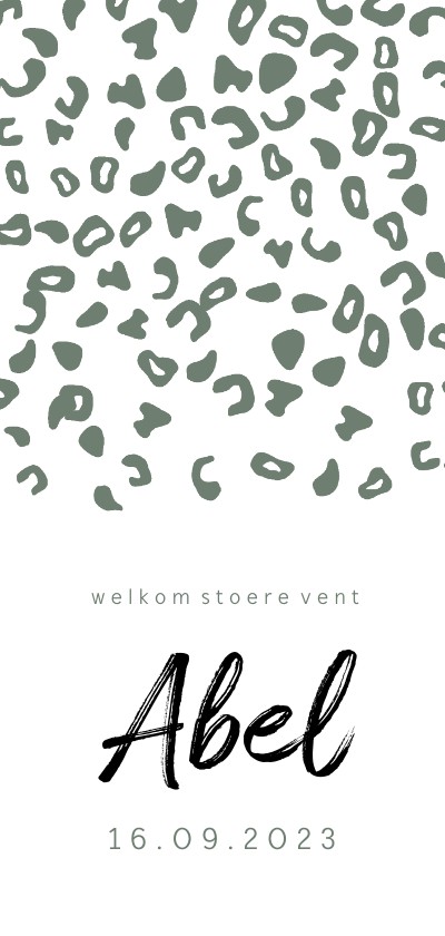 Geboortekaartje met legergroene panterprint - Geboortekaartjes Geboortekaartjes - Geboortekaartje met legergroene panterprint