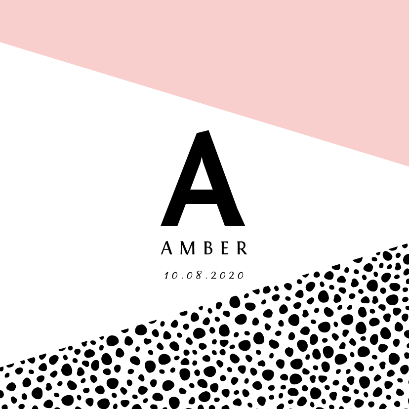Geboortekaartjes - Geboortekaartje met letter en stoere confetti geometrisch