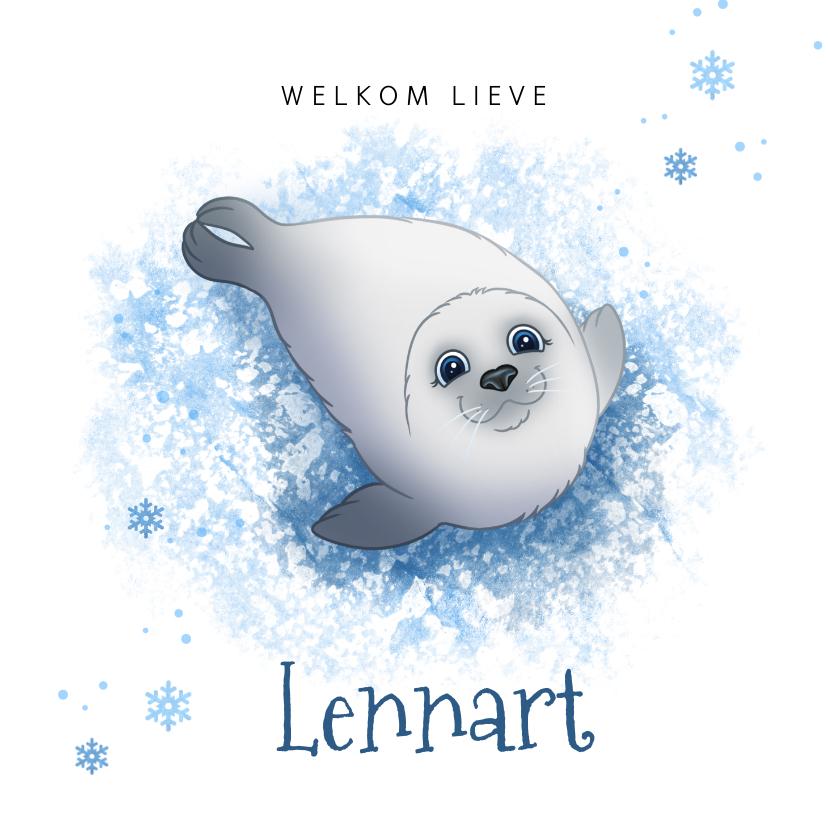 Geboortekaartje met lief zeehondje - Geboortekaartjes Geboortekaartjes - Geboortekaartje met lief zeehondje