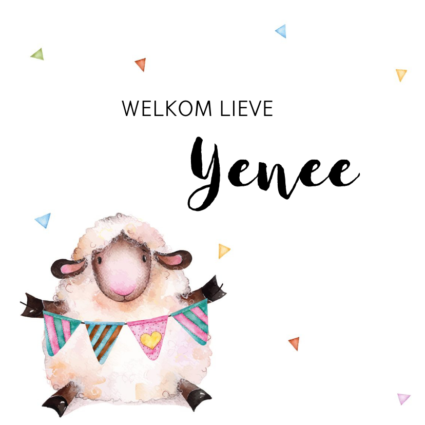 Geboortekaartje met lieve schaapje - Geboortekaartjes Geboortekaartjes - Geboortekaartje met lieve schaapje