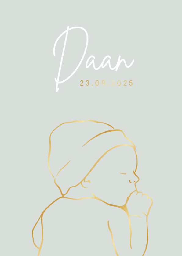 Geboortekaartjes - Geboortekaartje met lijntekening van baby