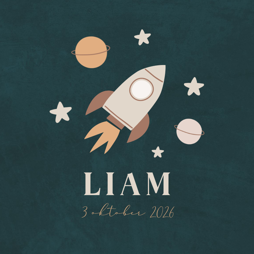 Geboortekaartje met ruimtetafereel - Geboortekaartjes Geboortekaartjes - Geboortekaartje met ruimtetafereel