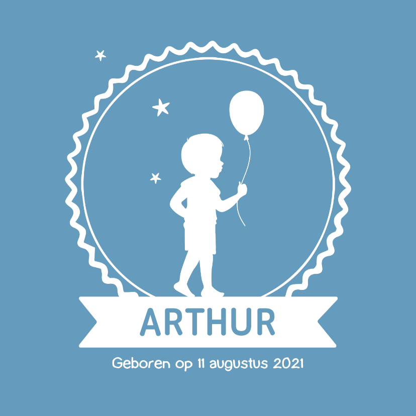 Geboortekaartje met silhouet voor een jongen - Geboortekaartjes Geboortekaartjes - Geboortekaartje met silhouet voor een jongen