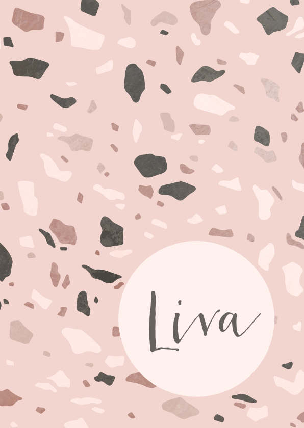 Geboortekaartje met Terrazzo-look meisje - Geboortekaartjes Geboortekaartjes - Geboortekaartje met Terrazzo-look meisje