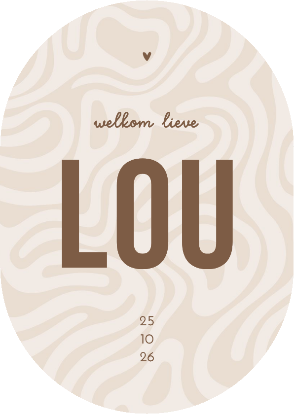 Geboortekaartjes - Geboortekaartje met wavy patroon beige ovaalvorm