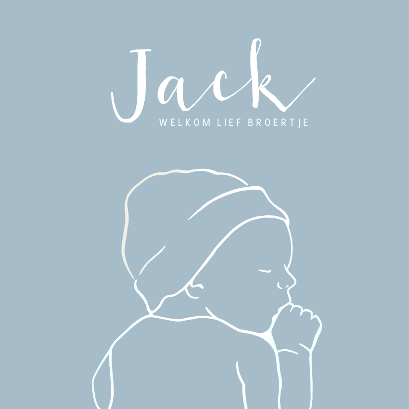 Geboortekaartje met witte lijntekening van baby - Geboortekaartjes Geboortekaartjes - Geboortekaartje met witte lijntekening van baby