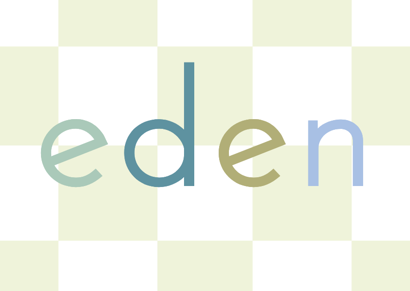 Geboortekaartje naam in gekleurde letters en groene blokjes - Geboortekaartjes Geboortekaartjes - Geboortekaartje naam in gekleurde letters en groene blokjes
