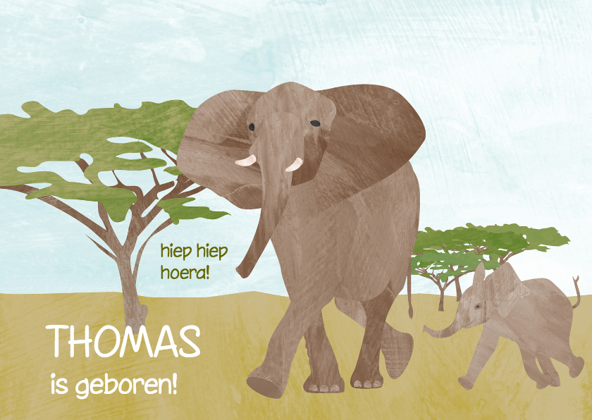 Geboortekaartje olifant jongen - Geboortekaartjes Geboortekaartjes - Geboortekaartje olifant jongen