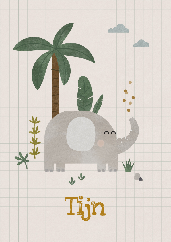 Geboortekaartjes - geboortekaartje olifant met confetti