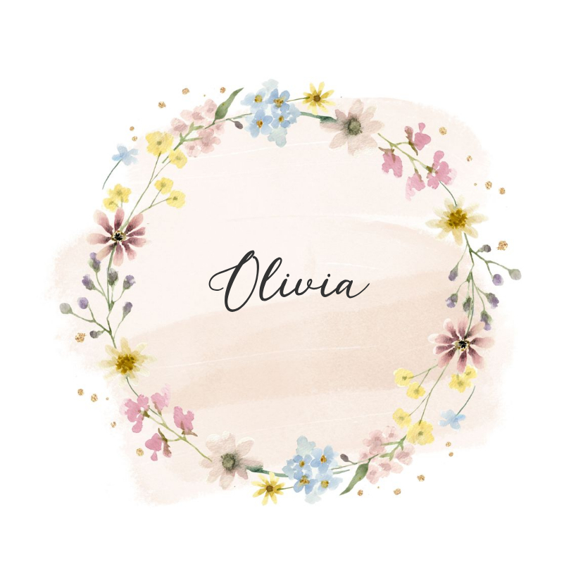 Geboortekaartjes - Geboortekaartje pastel bloemenkrans